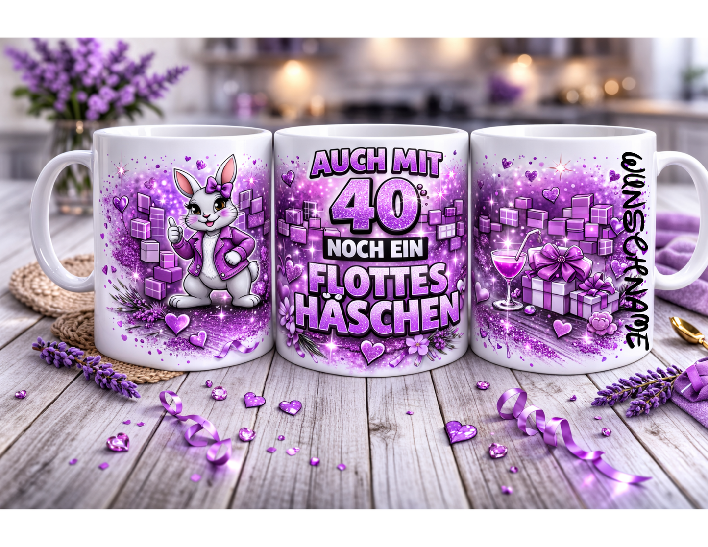 Lustige Geburtstag Tasse „Auch mit .... noch ein flottes Häschen“ – Geschenkidee für Frauen runder Geburtstag