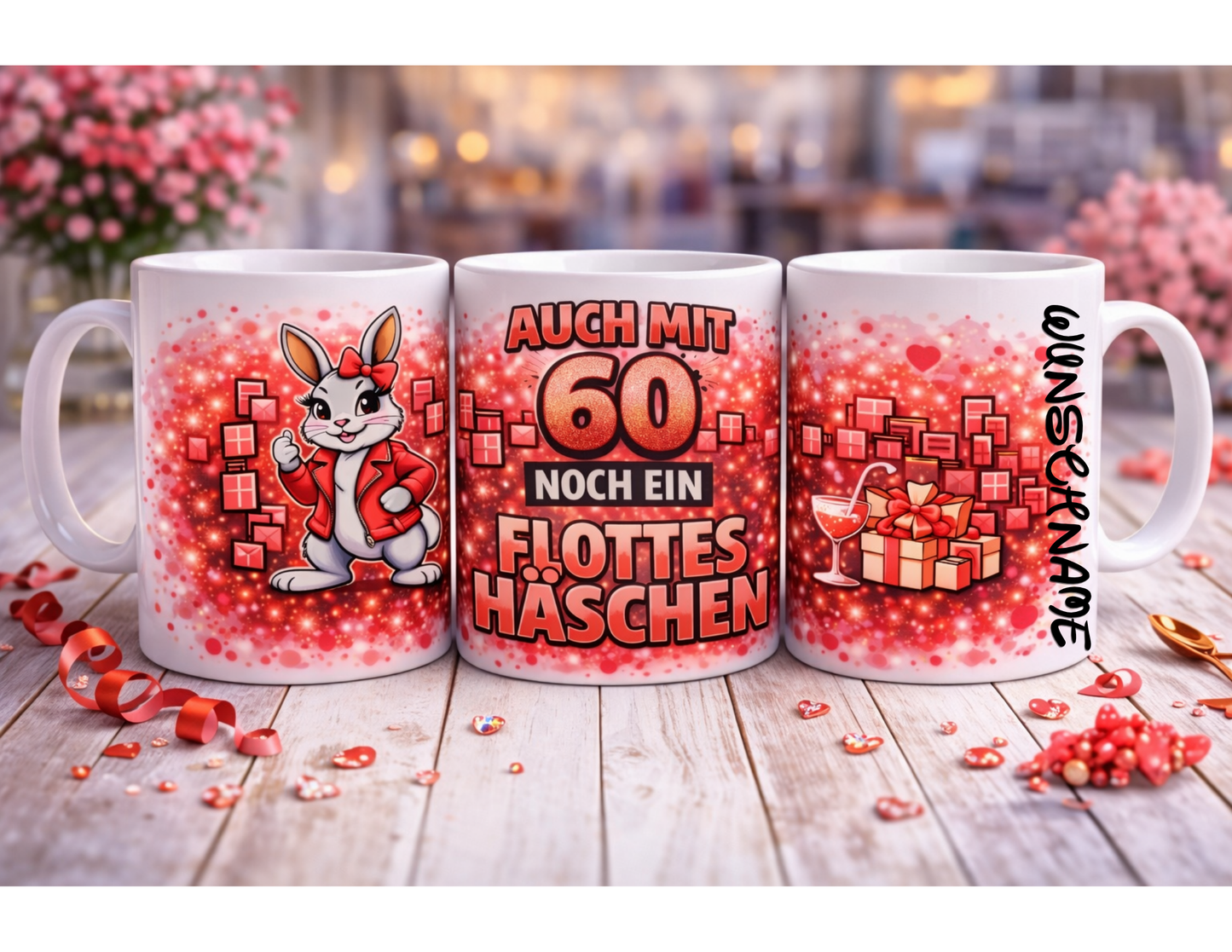 Lustige Geburtstag Tasse „Auch mit .... noch ein flottes Häschen“ – Geschenkidee für Frauen runder Geburtstag