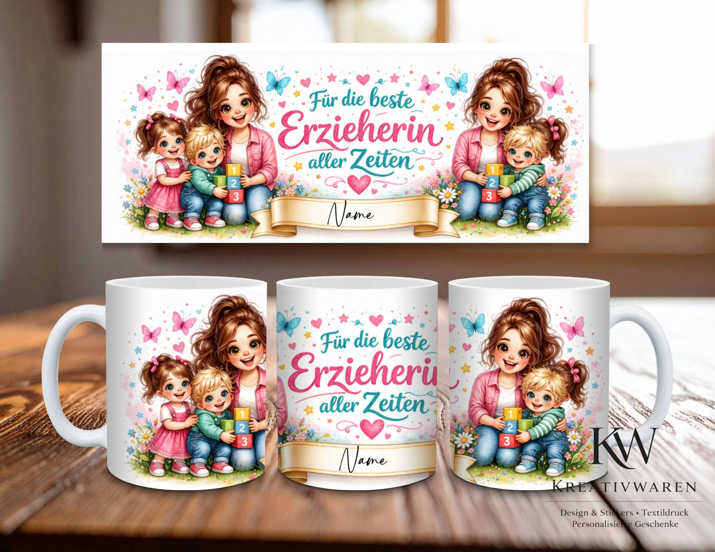 Personalisierte Erzieherin Tasse – Für die beste Erzieherin aller Zeiten – Geschenk für Erzieherin – Tasse mit Name