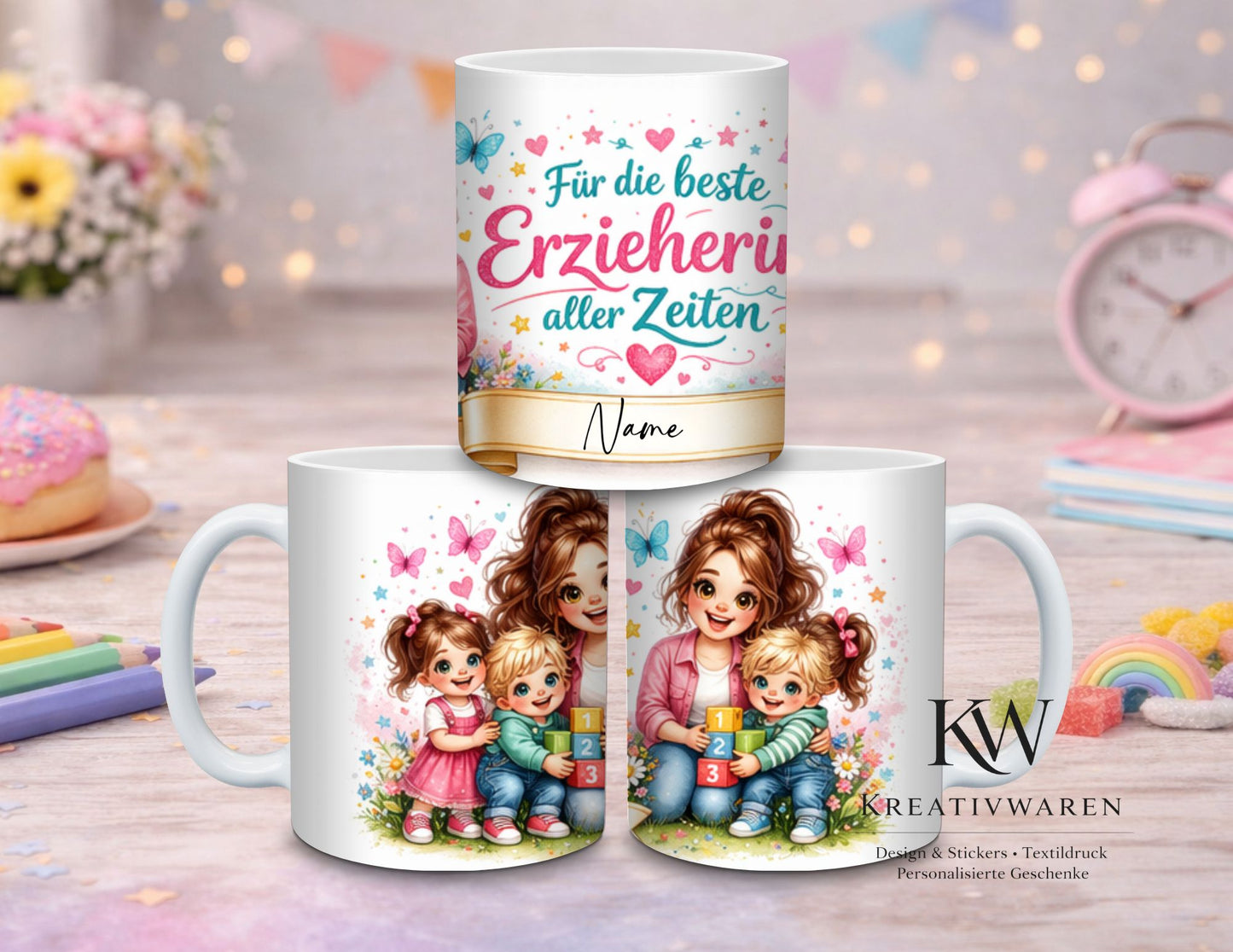 Personalisierte Erzieherin Tasse – Für die beste Erzieherin aller Zeiten – Geschenk für Erzieherin – Tasse mit Name