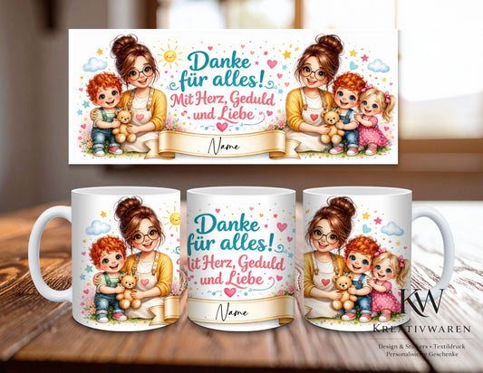 Personalisierte Erzieherin Tasse – Danke für alles - Geschenk für Erzieherin – Tasse mit Name