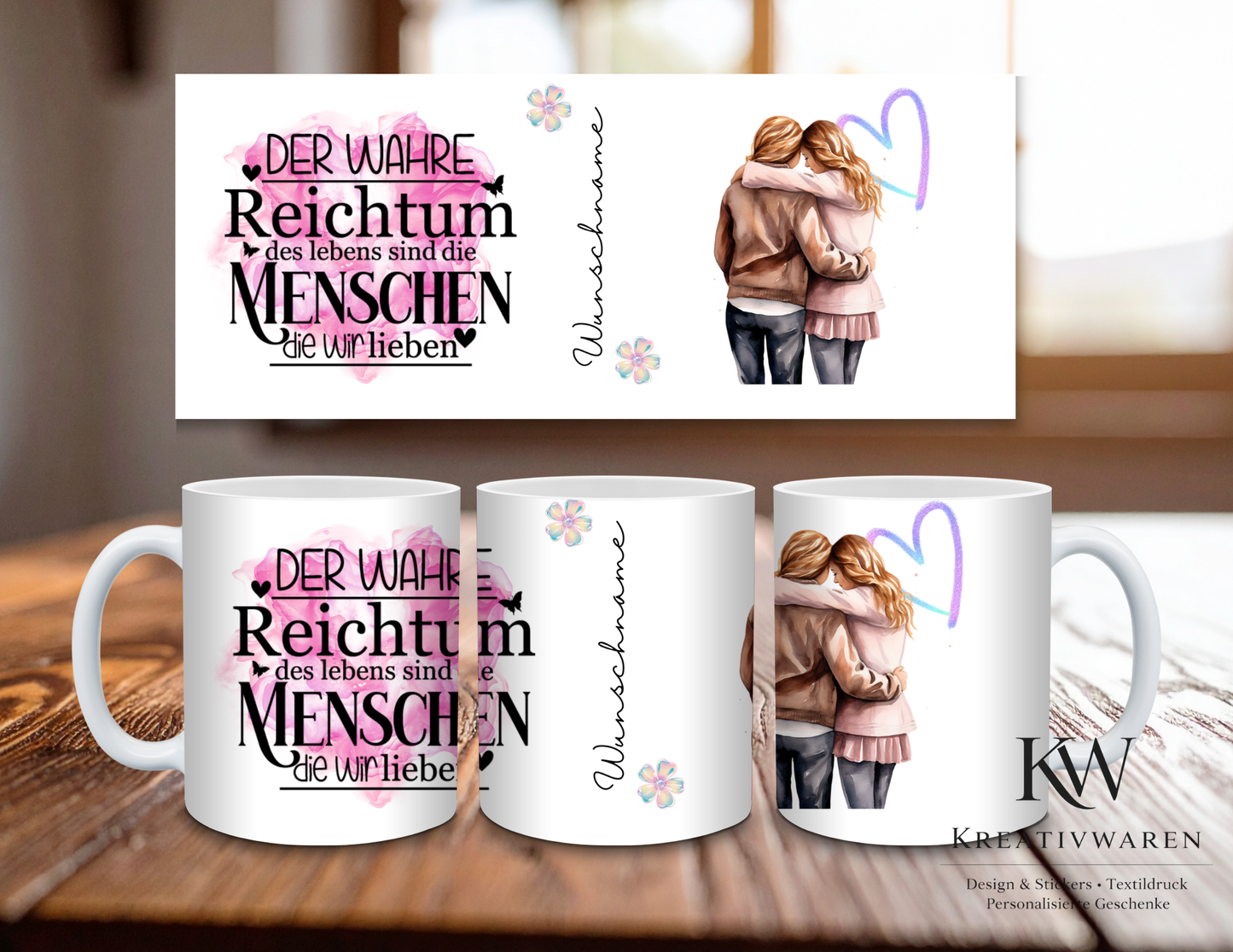 💖 Personalisierte Tasse „Der wahre Reichtum des Lebens…“ mit Wunschname | Emotionales Geschenk ☕✨