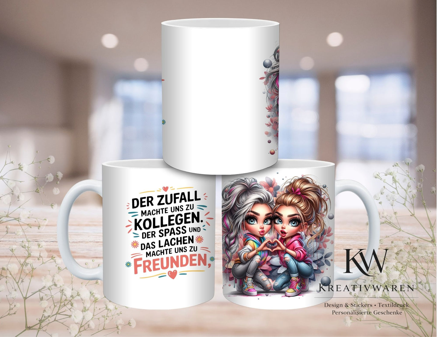 Tasse mit Spruch Kollegen zu Freunden – Freundschaft Geschenk, Beste Freunde Tasse, BFF Geschenkidee, Geburtstag Geschenk