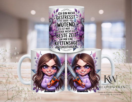 Lustige Sarkasmus Tasse – Ich bin nicht gestresst Spruch, schwarzer Humor Geschenk, witzige Tasse für Kollegen & Freunde