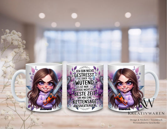 Lustige Sarkasmus Tasse – Ich bin nicht gestresst Spruch, schwarzer Humor Geschenk, witzige Tasse für Kollegen & Freunde