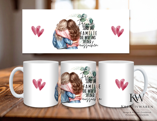 Freundschaftstasse „Freunde sind Familie“ 💕 – Geschenk für beste Freundin