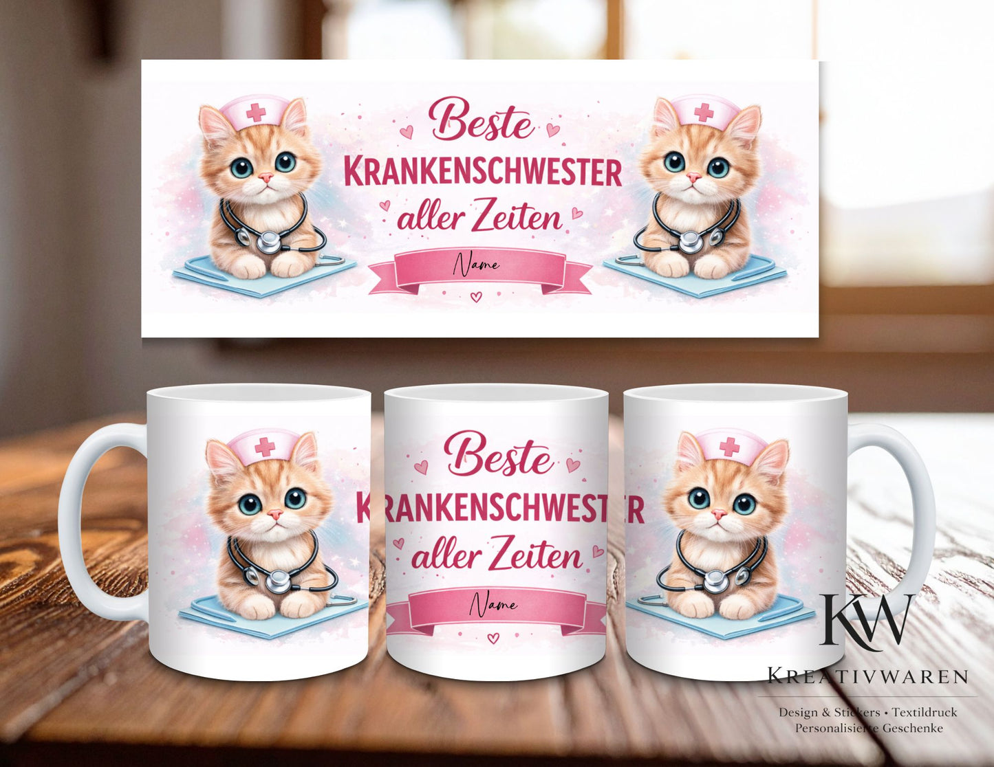 Personalisierte Krankenschwester Tasse – Beste Krankenschwester aller Zeiten – Geschenk für Pflegepersonal – Tasse mit Name Katze