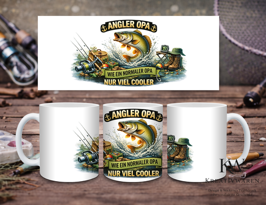 Angler Opa Tasse 🎣👴 – „Wie ein normaler Opa, nur viel cooler“ Geschenk für Opa