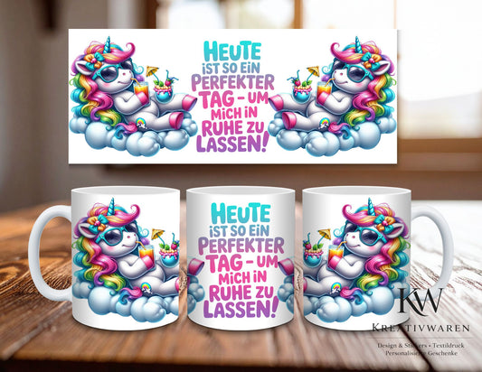 Einhorn Tasse Spruch lustig – „Lass mich in Ruhe“ Becher – witziges Geschenk, Büro Humor, Introvertiert, Regenbogen Einhorn