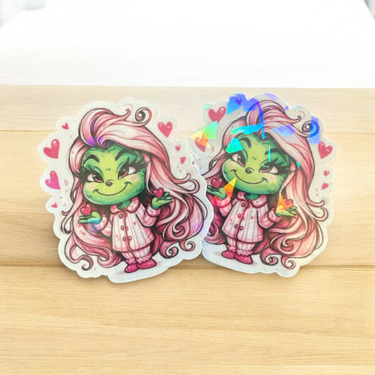 Holografischer Sticker "Grinchgirl"  I Holografisch  I Sticker  I Aufkleber  I Grinchgirl