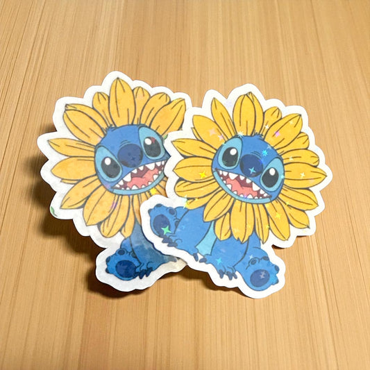 Holografischer Sticker "Stitch Sonnenblume"  I Holografisch  I Sticker  I Aufkleber  I Stitch Sonnenblume
