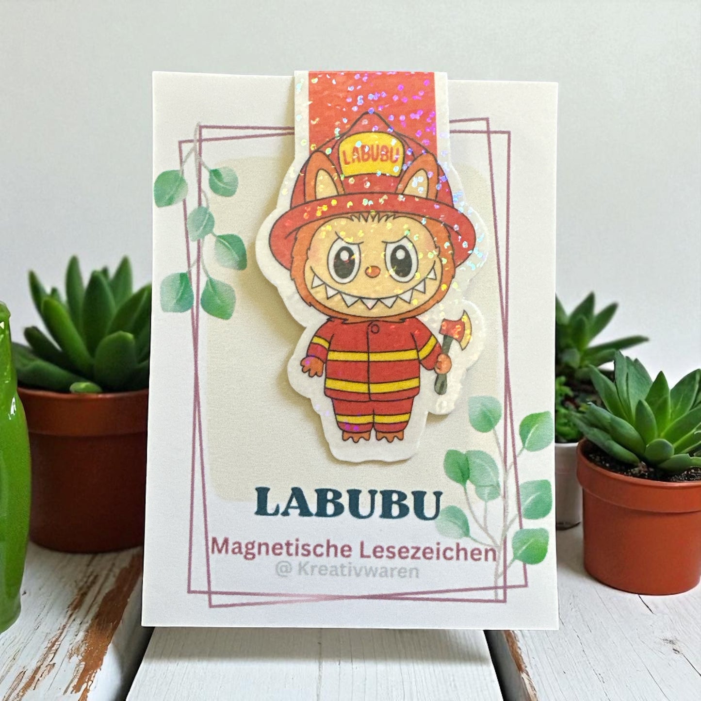 Magnetische Lesezeichen "Labubu Feuerwehr"