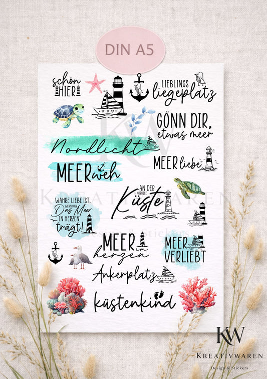 Rub Ons „Meerliebe“ – A5 Rub-On Sheet, randlos