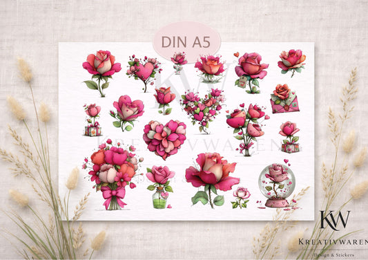 Rub Ons „Rosenliebe“ – DIN A5 Rub-On Sheet, randlos