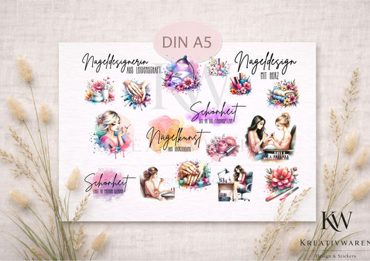 Rub Ons „Nageldesignerin“ – DIN A5 Rub-On Sheet, randlos