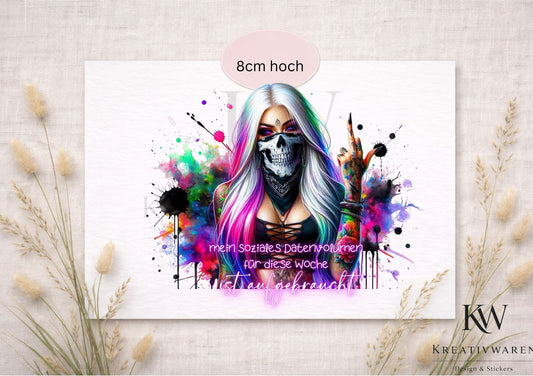 Rub-On „Soziales Datenvolumen aufgebraucht“ – Motiv 8 cm, Rub-On, randlos