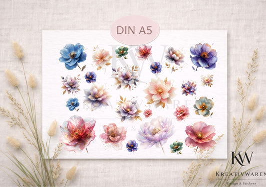 Rub Ons „Zarte Eleganz“ – DIN A5 Rub-On Sheet, randlos