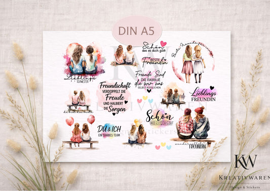 Rub Ons „Freundschaft ist alles #2“ – DIN A5 Rub-On Sheet, randlos