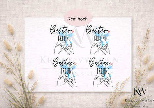 Rub Ons „Bester Freund“ – 7 cm, Rub-On, randlos