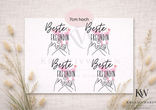 Rub Ons „Beste Freundin“ – 7 cm, Rub-On, randlos