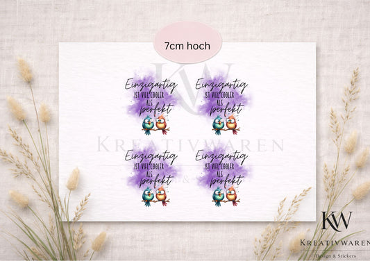 Rub Ons „Einzigartig ist viel cooler als perfekt“ – 7 cm, Rub-On, randlos