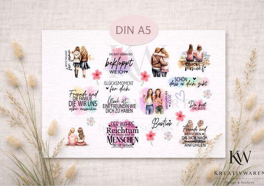 Rub Ons „Freundschaft ist alles“ – DIN A5 Rub-On Sheet, randlos