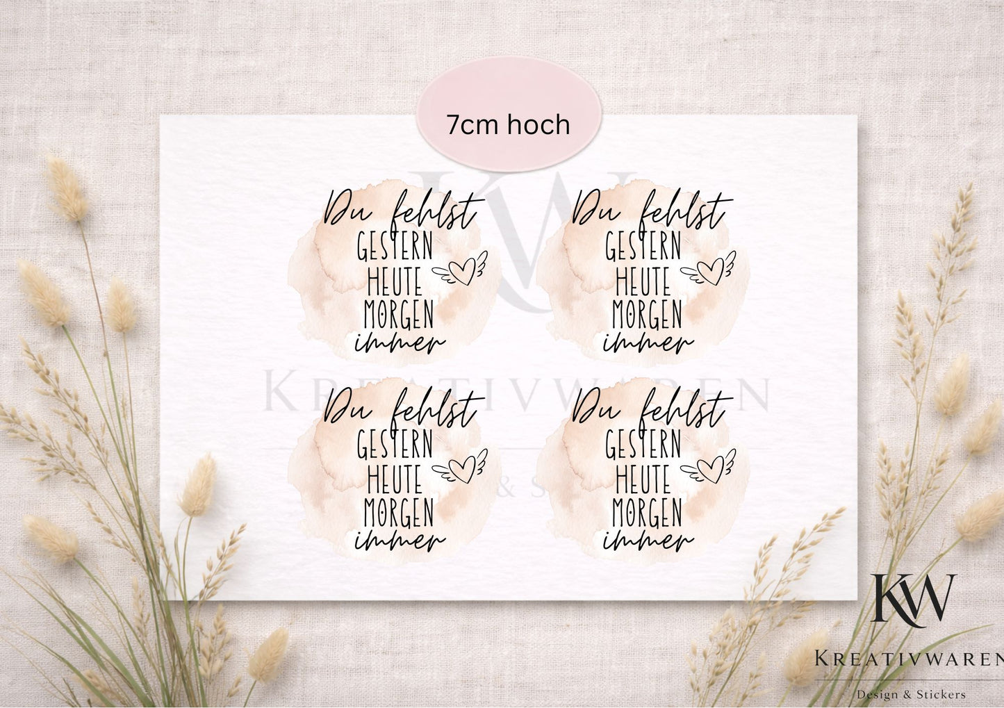 Rub Ons „Du fehlst – gestern, heute, morgen, immer“ – 7 cm, Rub-On, randlos