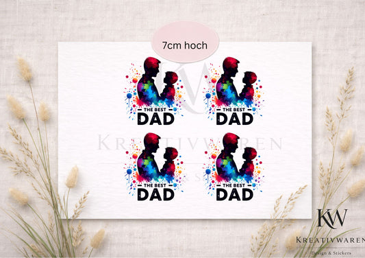 Rub Ons „The Best Dad“ – Motiv 7 cm, Rub-On, randlos