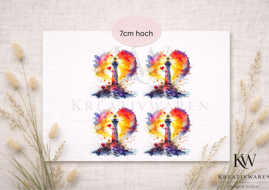 Rub Ons „Leuchtturm mit Herz“ – Motiv 7 cm, Rub-On, randlos