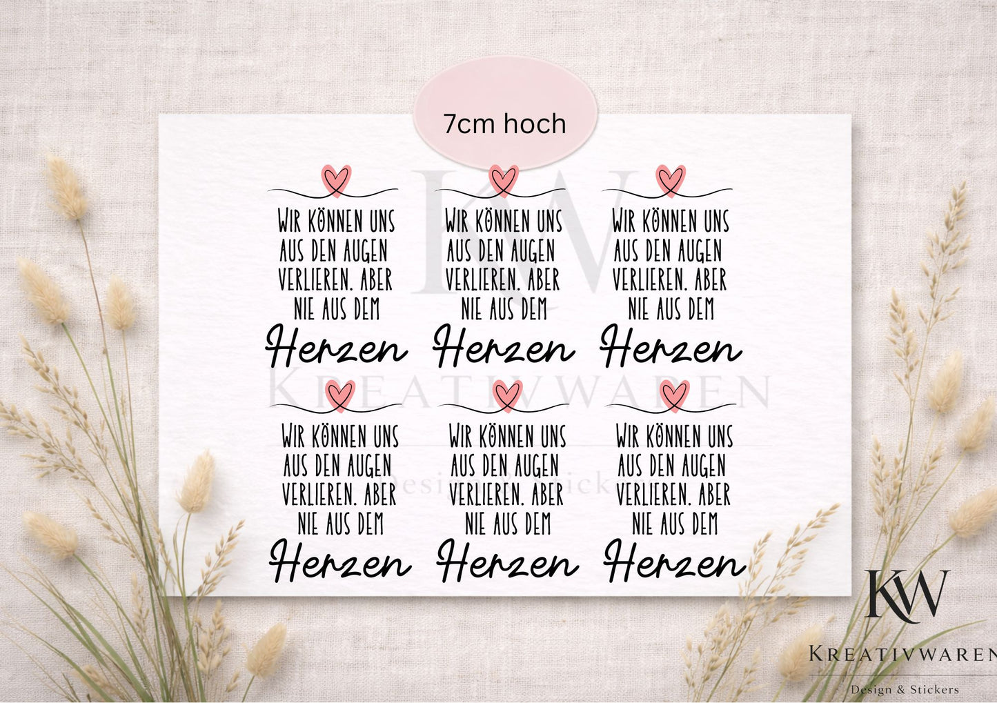 Rub Ons „Nie aus dem Herzen verlieren“ – Motiv 7 cm, Rub-On, randlos
