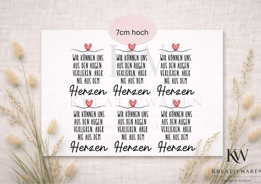Rub Ons „Nie aus dem Herzen verlieren“ – Motiv 7 cm, Rub-On, randlos