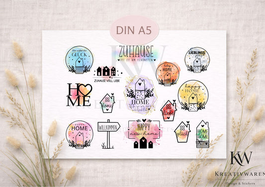 Rub Ons „HOME“ – DIN A5 Rub-On Sheet, randlos