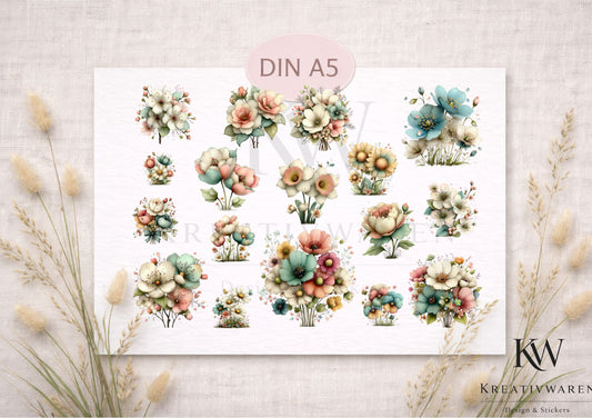 Rub Ons „Blütentraum“ – DIN A5 Rub-On Sheet, randlos