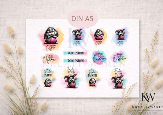 Rub Ons „Bunte Osterfreude“ – DIN A5 Rub-On Sheet, randlos