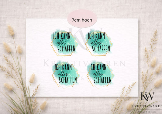 Rub Ons „Ich kann alles schaffen – Mint“ – Motiv 7 cm, Rub-On, randlos