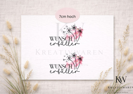 Rub Ons „Wunsch erfüllen – Pusteblume“ – Motiv 7 cm, Rub-On, randlos