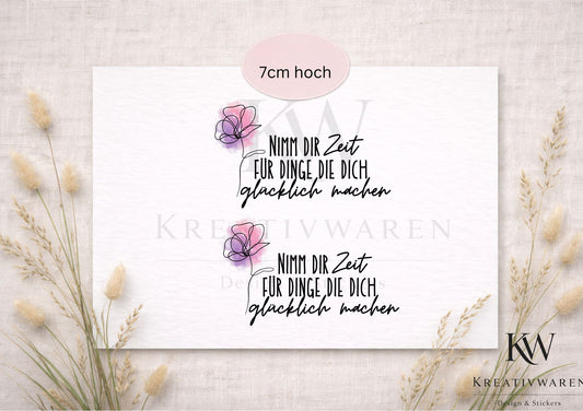 Rub Ons „Nimm dir Zeit – Glücklich sein“ – Motiv 7 cm, Rub-On, randlos