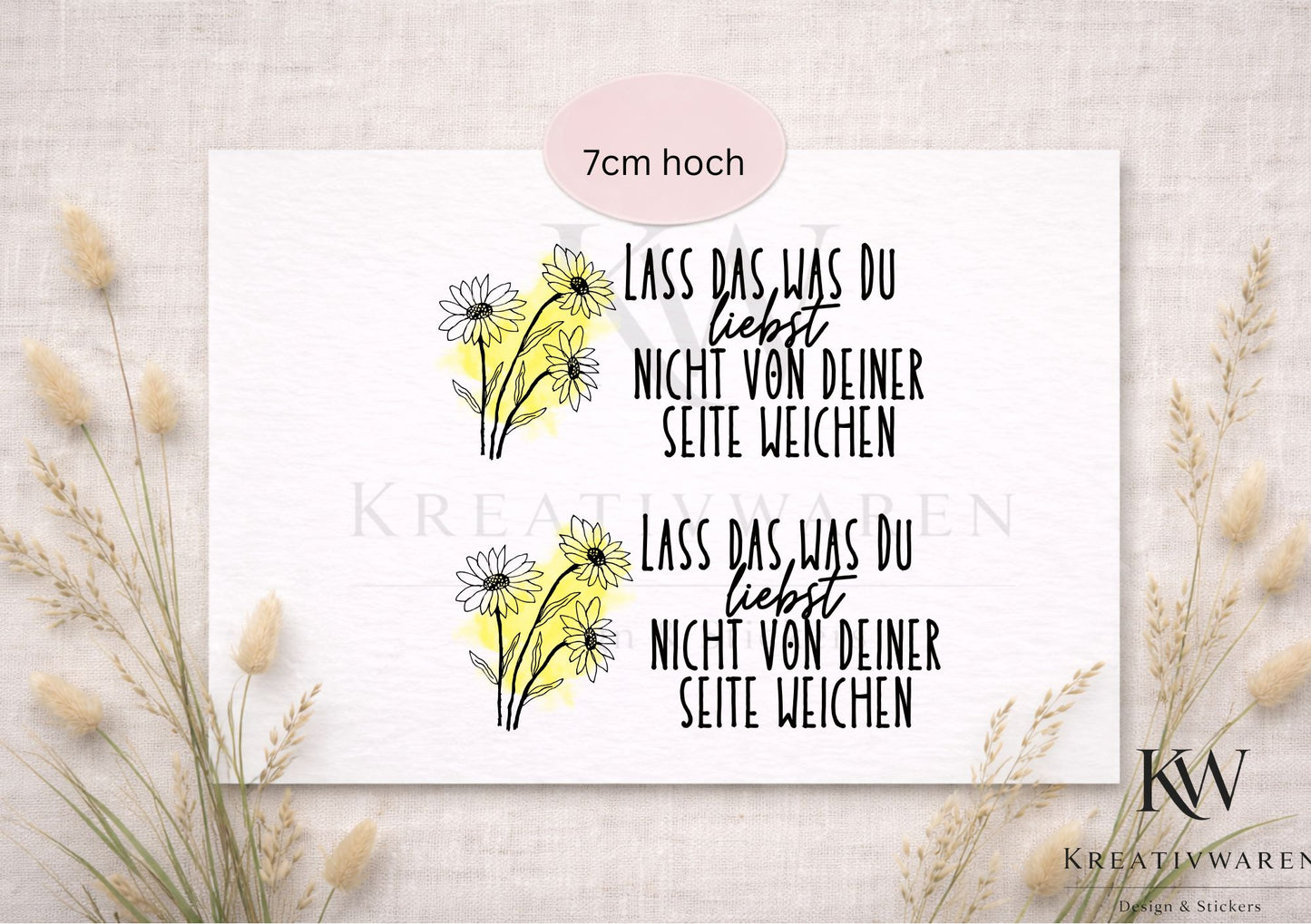 Rub-On „Lass das, was du liebst“ – Motiv 7 cm, Rub-On, randlos