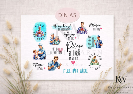 Rub Ons „Pfleger“ – DIN A5 Rub-On Sheet, randlos