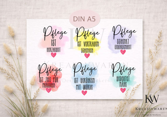 Rub Ons „Pflege ist...“ – DIN A5 Rub-On Sheet, randlos