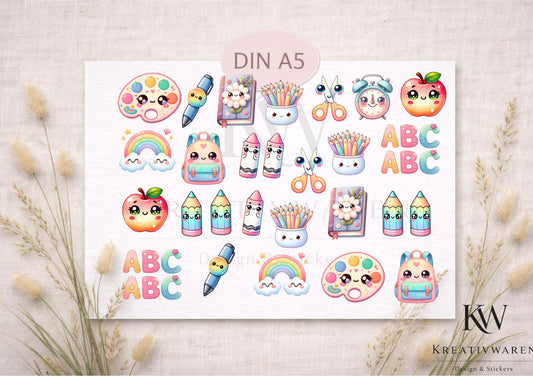 Rub Ons „Einschulung Mix“ – A5 Rub-On Sheet, randlos
