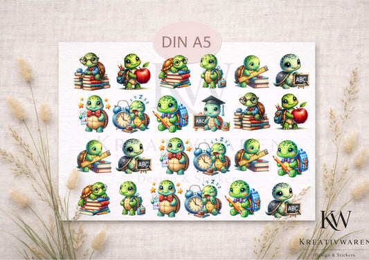 Rub Ons „Einschulung Schildkröte“ – A5 Rub-On Sheet, randlos