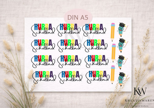 Rub Ons „Einschulung Endlich Schulkind“ – A5 Rub-On Sheet, randlos