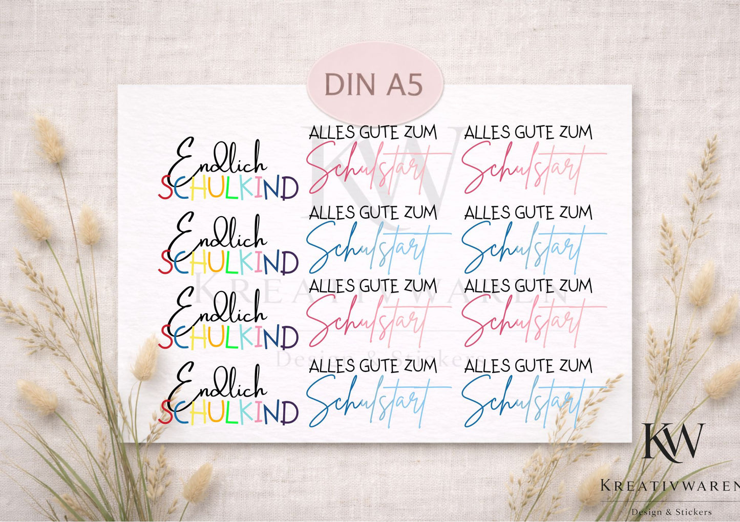 Rub Ons „Einschulung Schulstart“ – A5 Rub-On Sheet, randlos