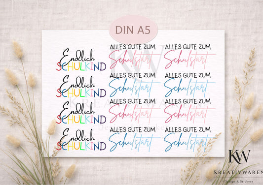 Rub Ons „Einschulung Schulstart“ – A5 Rub-On Sheet, randlos