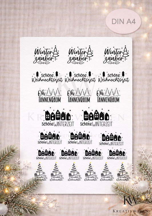 Rub Ons „Weihnachten“ – A4 Rub-On Sheet, randlos