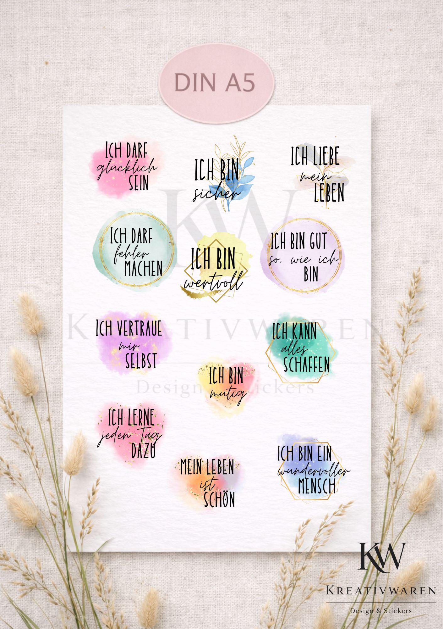 Rub Ons „Affirmationen für die Seele“ – A5 Rub-On Sheet, randlos