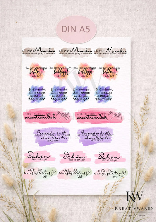 Rub Ons „Wertschätzung & Freundschaft“ – A5 Rub-On Sheet, randlos