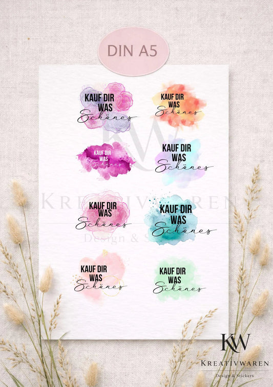 Rub Ons „Kauf dir was schönes“ – A5 Rub-On Sheet, randlos