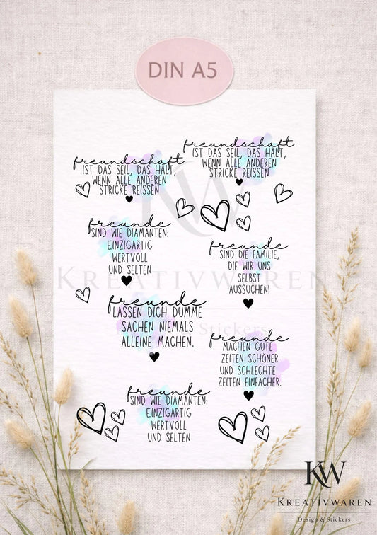 Rub Ons „Freundschaft“ – A5 Rub-On Sheet, randlos